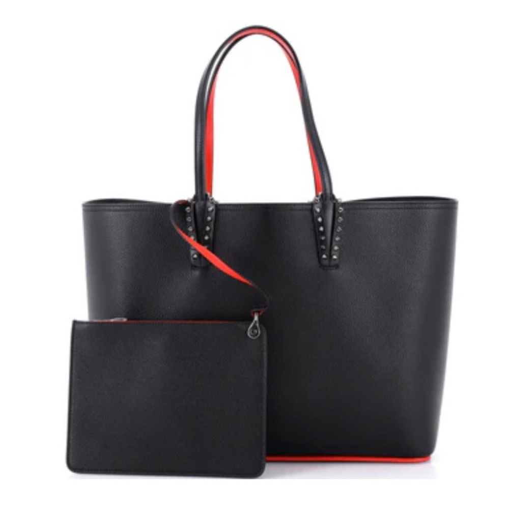 CHRISTIAN LOUBOUTIN Cabata Calfskin Leather Tote With Removable Pouch - Picture 14 of 16